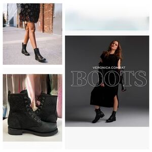 Frye Veronica Combat Boots Black Floral